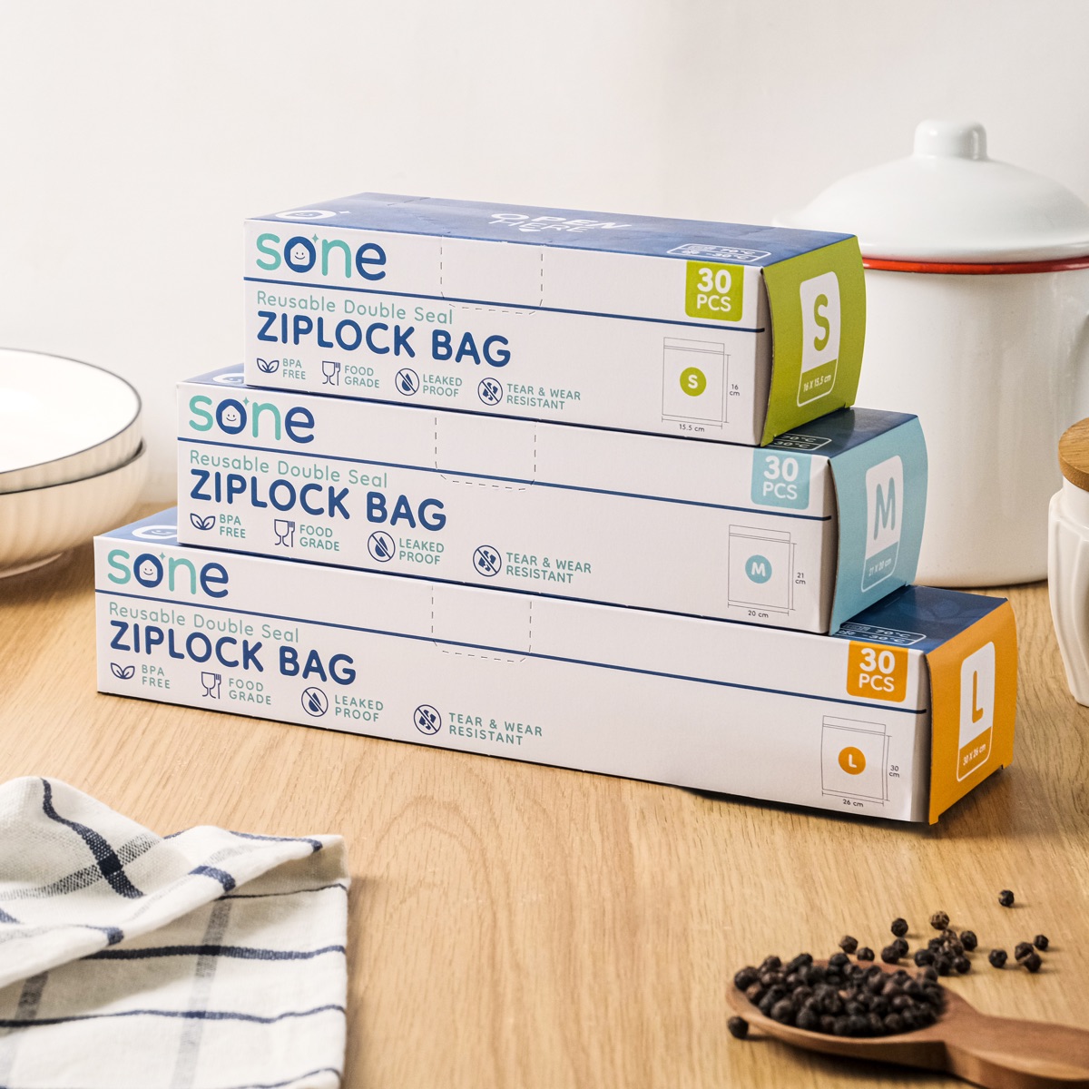 Sone Ziplock Bag ukuran S, M, dan L